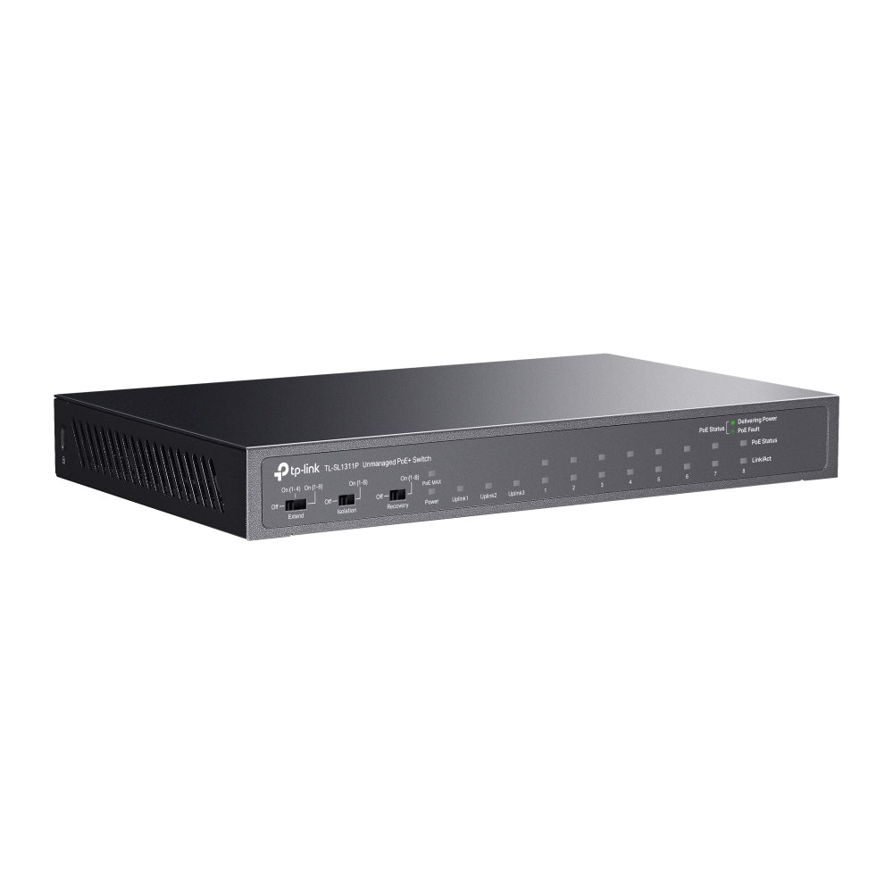TL-SL1311P 8-Port 10/100Mbps + 3-Port Gigabit Desktop Switch with 8-Port PoE+