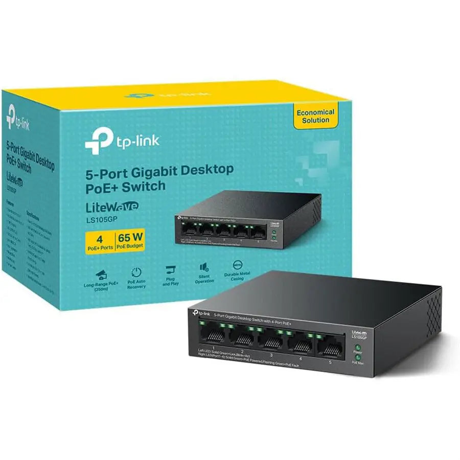 TP-Link LS105GP 5-Port Gigabit Desktop Switch With 4-Port PoE+