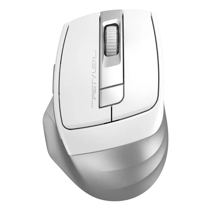 A4Tech FB35CS Dual Mode Rechargeable Silent Click Wireless Mouse, Bluetooth And 2.4G, Switch Up To 3 Devices, 2 Thumb Side Buttons, Type-C Rechargeable, Icy White, FB35C(S)