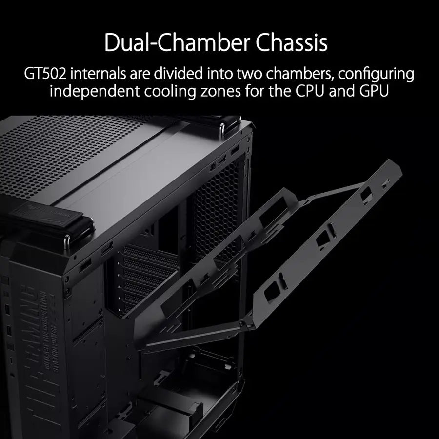 Asus TUF Gaming GT502 ATX Gaming Case, Black, Dual Chamber Chassis