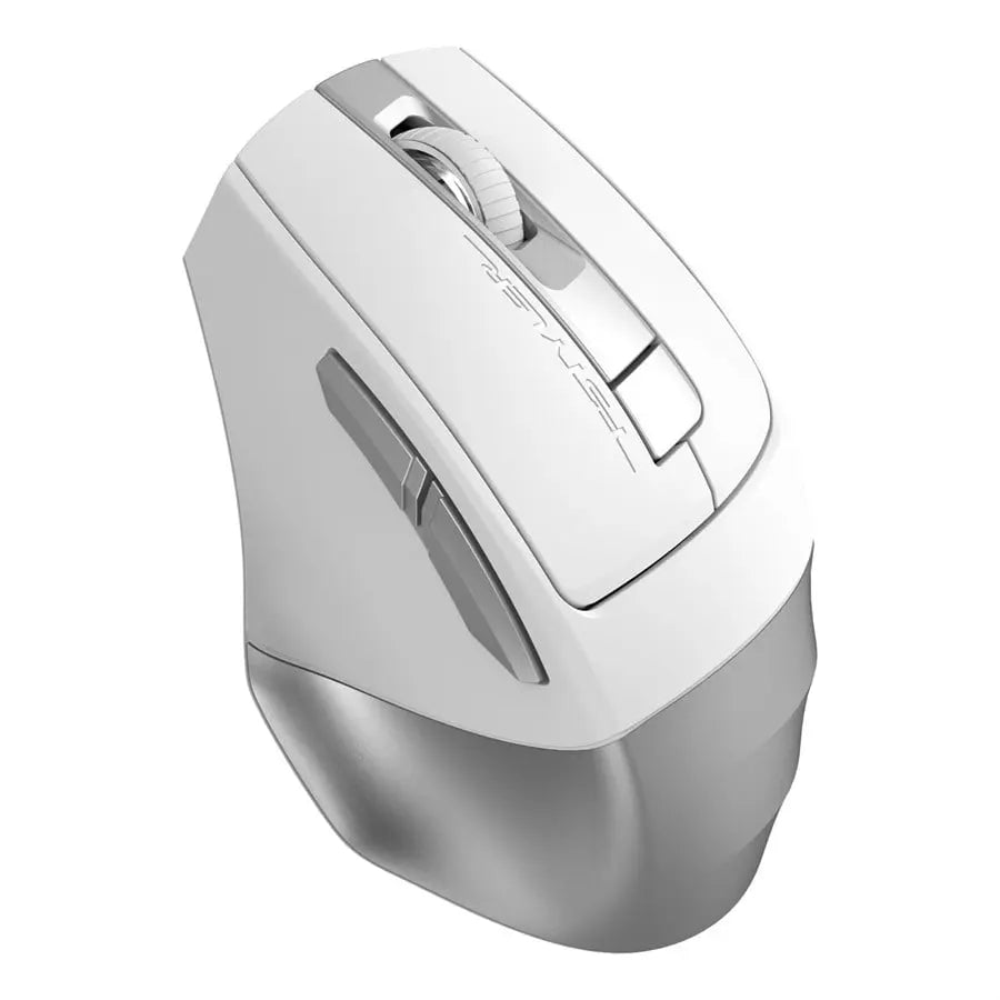 A4Tech FB35CS Dual Mode Rechargeable Silent Click Wireless Mouse, Bluetooth And 2.4G, Switch Up To 3 Devices, 2 Thumb Side Buttons, Type-C Rechargeable, Icy White, FB35C(S)