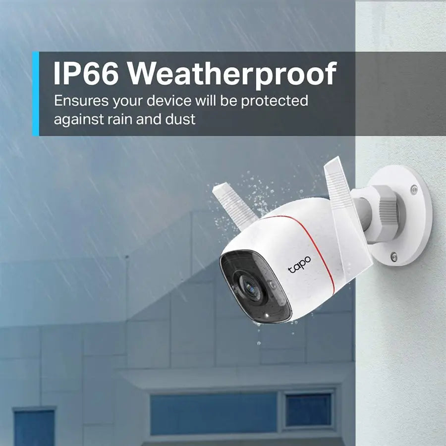 TP-Link Tapo C310 Outdoor Security Wi-Fi Camera - H.264, 3MP Ultra HD, 2K Resolution, IP66 WeatherProof, Two-Way Audio