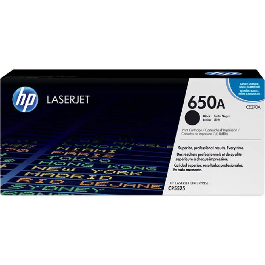 HP 650A Black Original LaserJet Toner Cartridge, CE270A