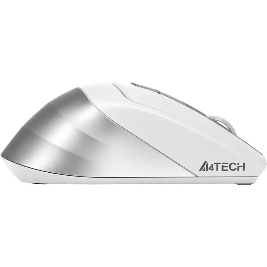 A4Tech FB35CS Dual Mode Rechargeable Silent Click Wireless Mouse, Bluetooth And 2.4G, Switch Up To 3 Devices, 2 Thumb Side Buttons, Type-C Rechargeable, Icy White, FB35C(S)