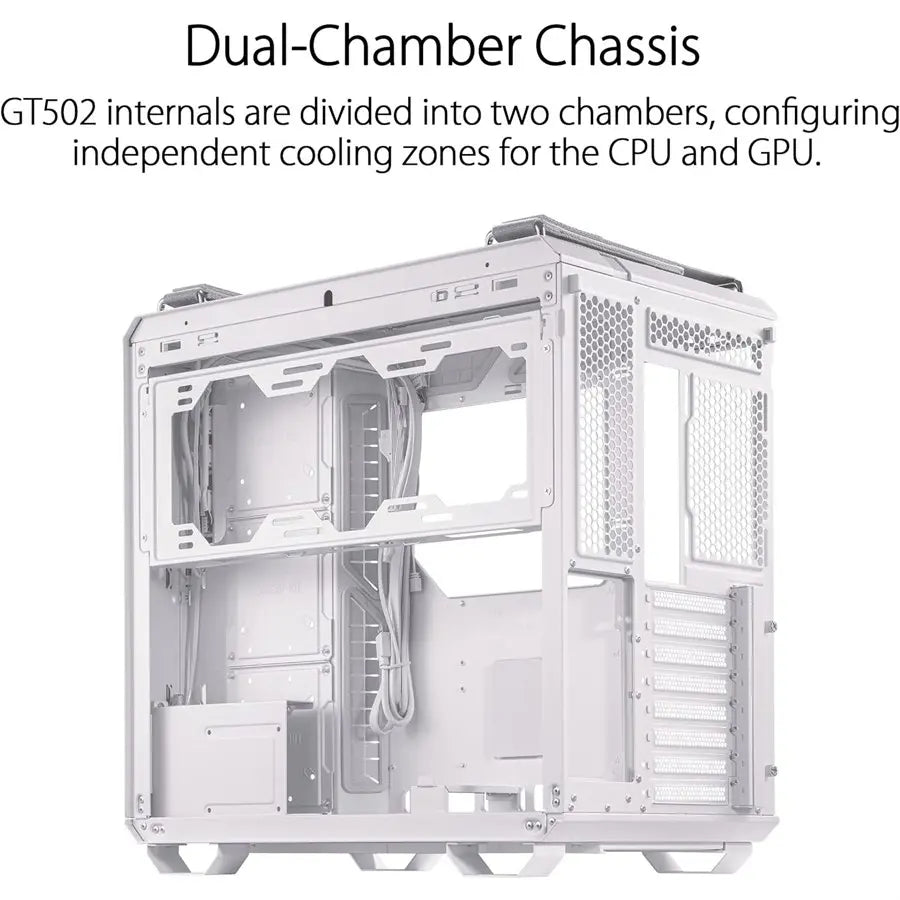 Asus TUF Gaming GT502 ATX Gaming Case, White, Dual Chamber Chassis