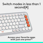 Logitech POP ICON KEYS Compact Wireless Keyboard 920-013084 | Off White & Orange