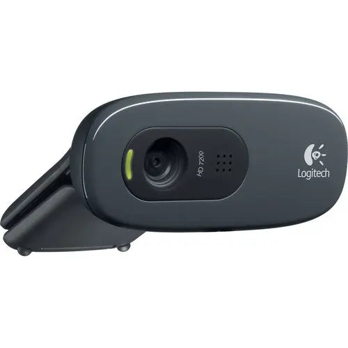 Logitech C270 HD Webcam (Black) 720p 30 fps, Fixed Focus Lens, Auto Light Correction, Mono Noise Reducing Microphone, USB A Plug And Play