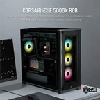 Corsair iCUE 5000X RGB Tempered Glass Mid-Tower ATX PC Smart Case — Black