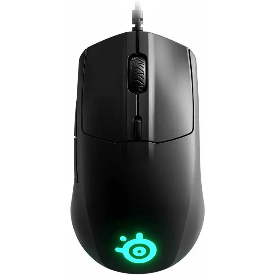 SteelSeries Rival 3 Gaming Mouse, TrueMove Core Optical Sensor 8500 CPI 300 IPS 35g, 60 Million Click Mechanical Switches, 3-Zone Prism Lighting, Wired, Black, 62513
