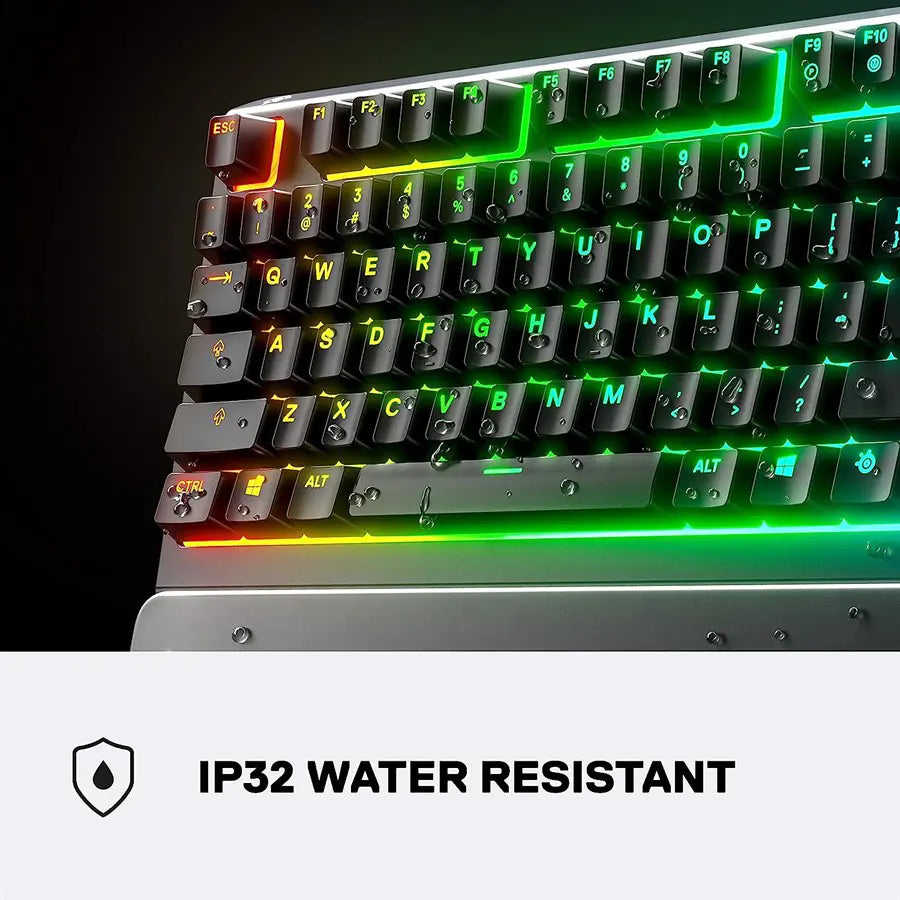 SteelSeries Apex 3 Water Resistant RGB Gaming Keyboard - 64795 - Whisper Quiet Gaming Switch - English US
