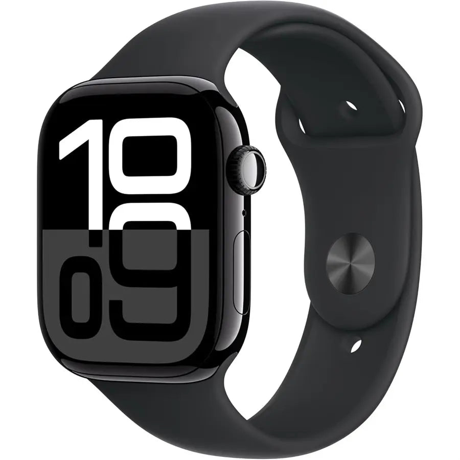 Apple Watch Series 10 | GPS 46mm Case Smartwatch, Jet Black Aluminium Case, Black Sport Band, Fitness Tracker, ECG App, Always-On Retina Display, Water Resistant