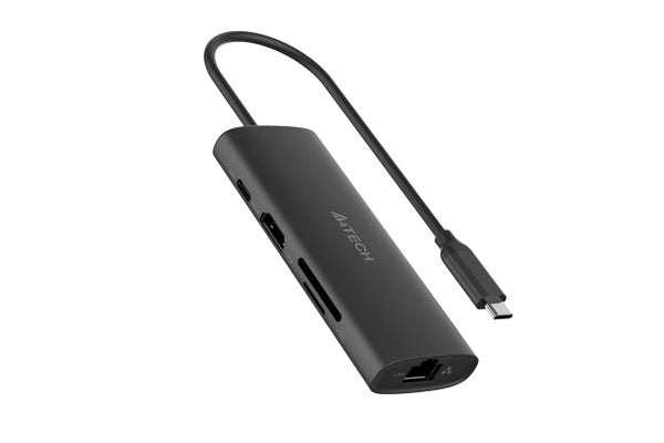 A4Tech DST-80C 8-IN-1 Docking Station Ash Grey (HDMI*1+USB2.0*1+USB3.0*1+SD*1+TF*1+USB-C*1+LAN*1+USB-C PD100W)