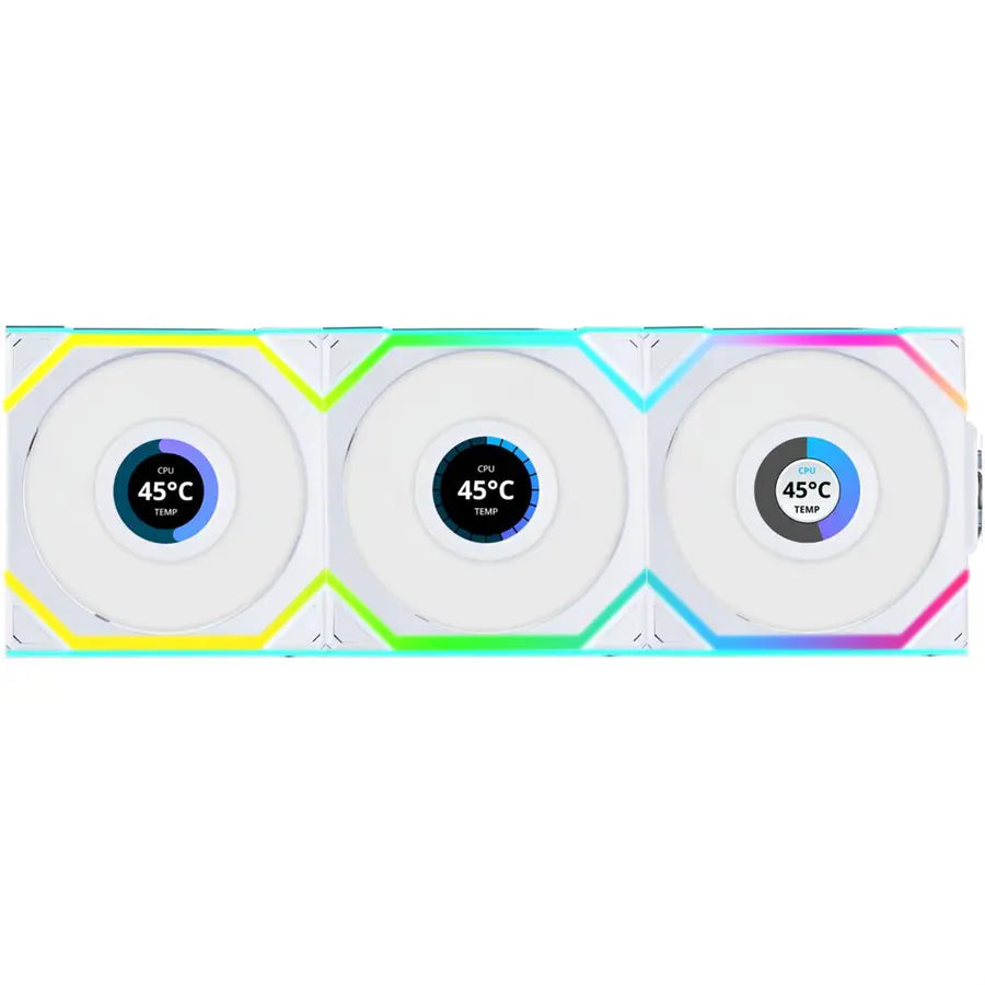 Lian Li 120mm UNI FAN SL Wireless LCD ARGB Case Fan (White, 3-Pack) 12SLLCD1W3W