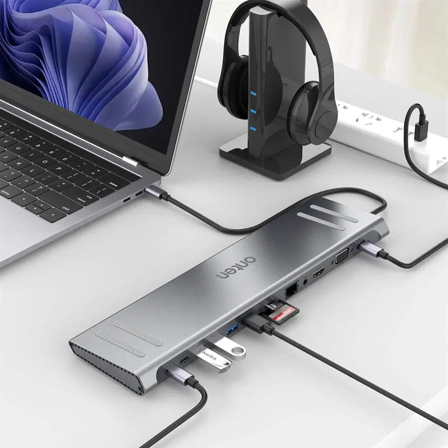 ONTEN USB C Docking Station 13 in 1 HDMI VGA PD(3.0), 4*USB, 2*USB C, 10/100M Gigabit | OTN-9199A