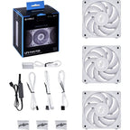Lian Li UNI Fan P28 120mm Daisy-Chain PWM Case Fan with Controller | White - UF-P28120-3W, 3-Pack | Noise-Optimized | Performance-Oriented Fan