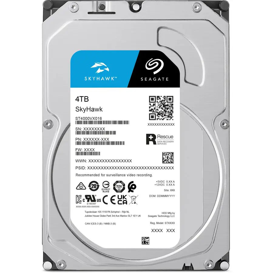Seagate SkyHawk Surveillance Hard Drive, 4TB, Sata III, 3.5', CMR, 256MB Cache, RV Sensors, ST4000VX016