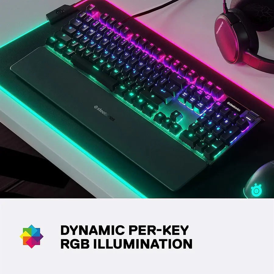 SteelSeries Apex 5 Hybrid Mechanical RGB Gaming Keyboard - 64532 - Hybrid Blue Switch - OLED Smart Display - US English
