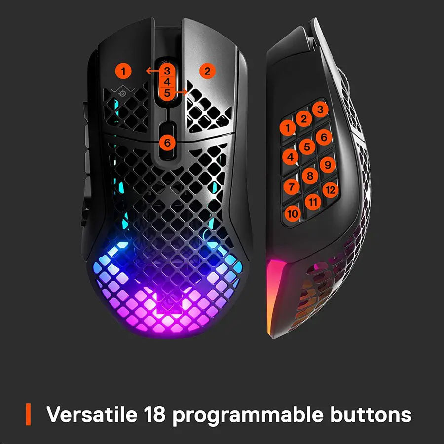 SteelSeries Aerox 9 Wireless Ultra-Lightweight MMO / MOBA Gaming Mouse - 62618