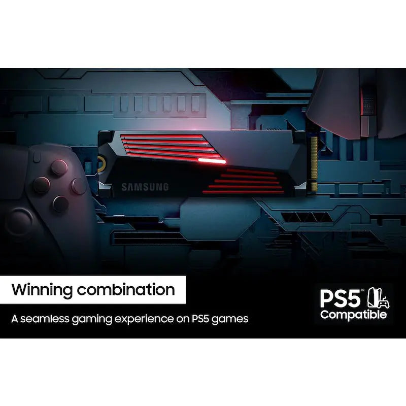 Samsung 990 PRO with Heatsink PCIe® 4.0 NVMe™ M.2 (2280) SSD 1TB MZ-V9P1T0 | Compatible with Playstation 5 - up to 7,450MB/s