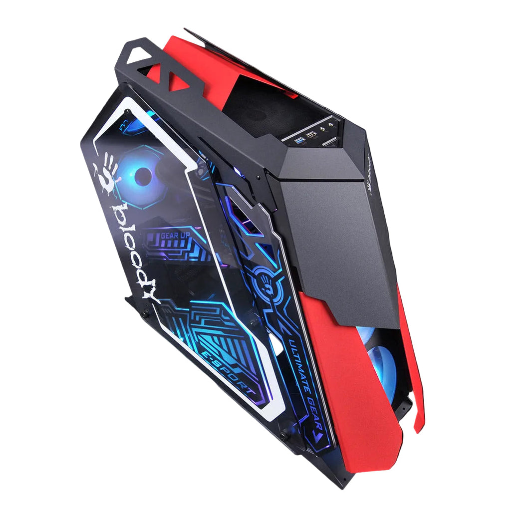 Bloody GH-30 Mid Tower Gaming Case - 5 RGB Fans Pre-Installed - Black/Red