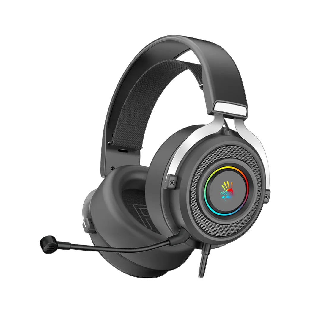 Bloody G535p Stereo Surround Sound RGB Gaming Headphone 4-Pin 3.5 mm Black+Silver With PC Extention Adapter