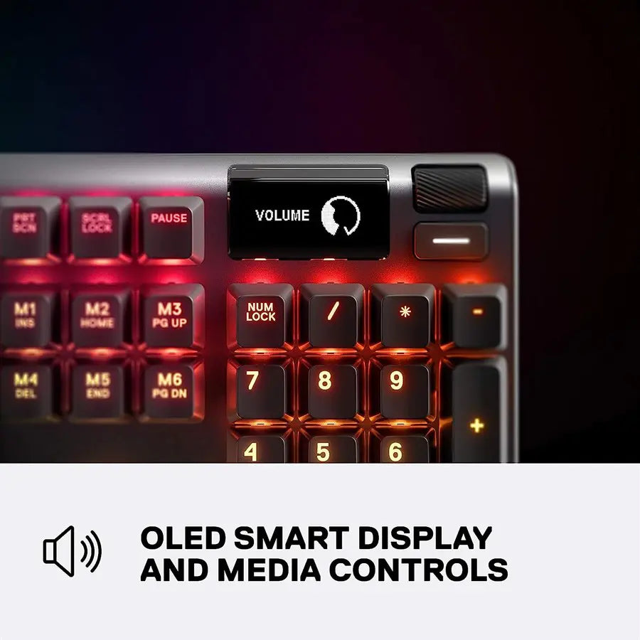SteelSeries Apex 5 Hybrid Mechanical RGB Gaming Keyboard - 64532 - Hybrid Blue Switch - OLED Smart Display - US English