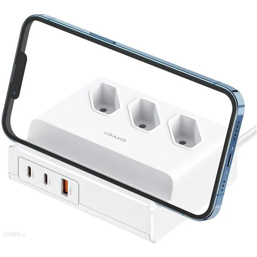 USAMS USB Extension Socket 65W Super SI Fast Charging White CC160TC01 (US-CC160) Power Strip