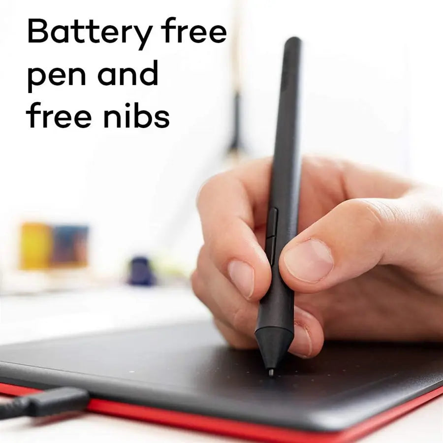 One by Wacom Medium Creative Pen Graphics Tablet - CTL-672 - Black / Red, USB