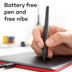 One by Wacom Medium Creative Pen Graphics Tablet - CTL-672 - Black / Red, USB