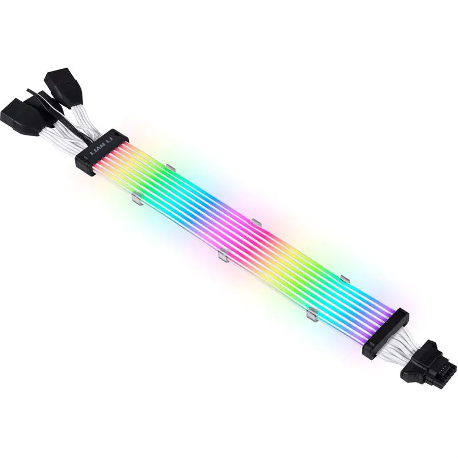 Lian Li Strimer Plus V2 12VHPWR to 3 x 8 Pin 335mm Extension ARGB Cable, 8 x Light Guide | PW168-8PV2 BLACK