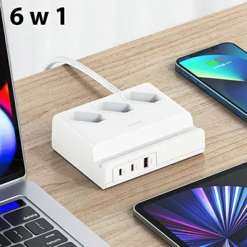 USAMS USB Extension Socket 65W Super SI Fast Charging White CC160TC01 (US-CC160) Power Strip