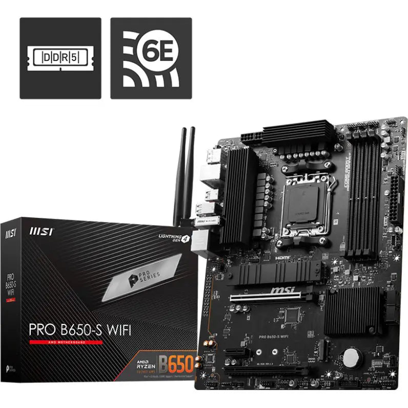 MSI PRO B650-S WIFI Motherboard – ATX, AMD AM5, DDR5, Wi-Fi 6E