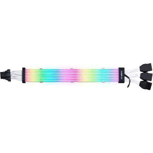 Lian Li Strimer Plus V2 12VHPWR to 3 x 8 Pin 335mm Extension ARGB Cable, 8 x Light Guide | PW168-8PV2 BLACK