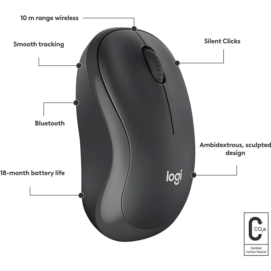 Logitech M240 Silent Bluetooth Wireless Mouse - Silent Touch, Graphite