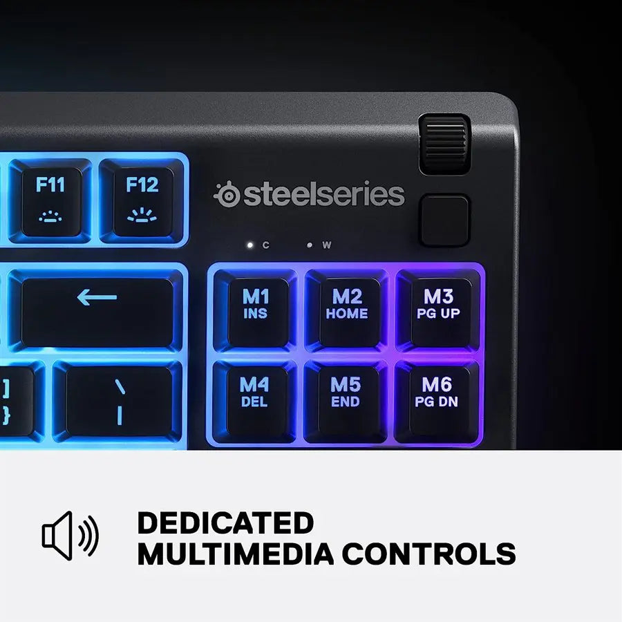 SteelSeries Apex 3 TKL RGB Gaming Keyboard, Tenkeyless Compact Form Factor, 8-Zone RGB Illumination, IP32 Water and Dust Resistant, Whisper Quiet Gaming Switch, Gaming Grade Anti-Ghosting, Black 64831