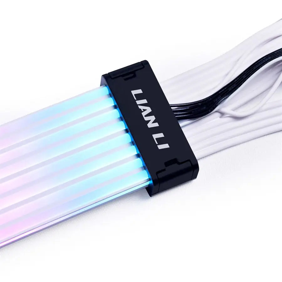 Lian Li Strimer Plus V2 12VHPWR to 3 x 8 Pin 335mm Extension ARGB Cable, 8 x Light Guide | PW168-8PV2 BLACK