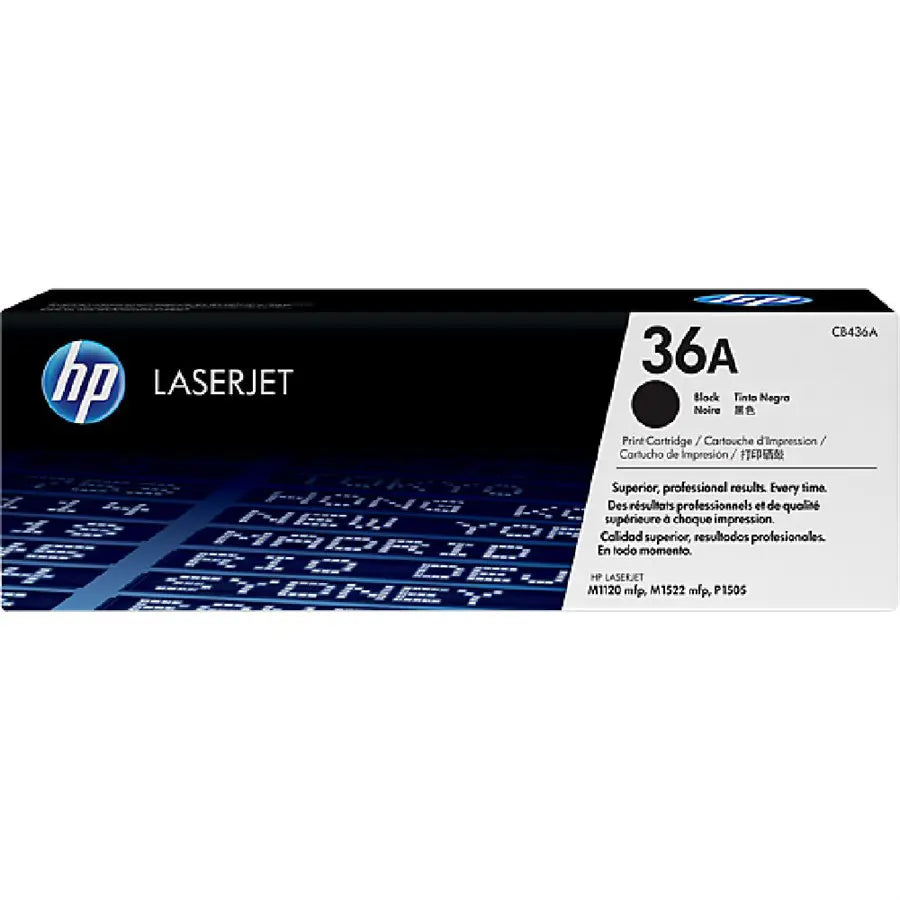 HP 36A Black Original LaserJet Toner Cartridge, CB436A