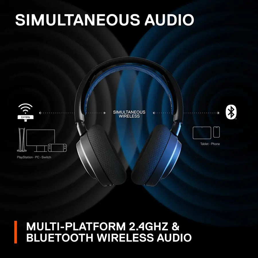 SteelSeries Arctis Nova 7P Wireless Gaming Headset - 61559 - Black - 2.4GHz and Bluetooth