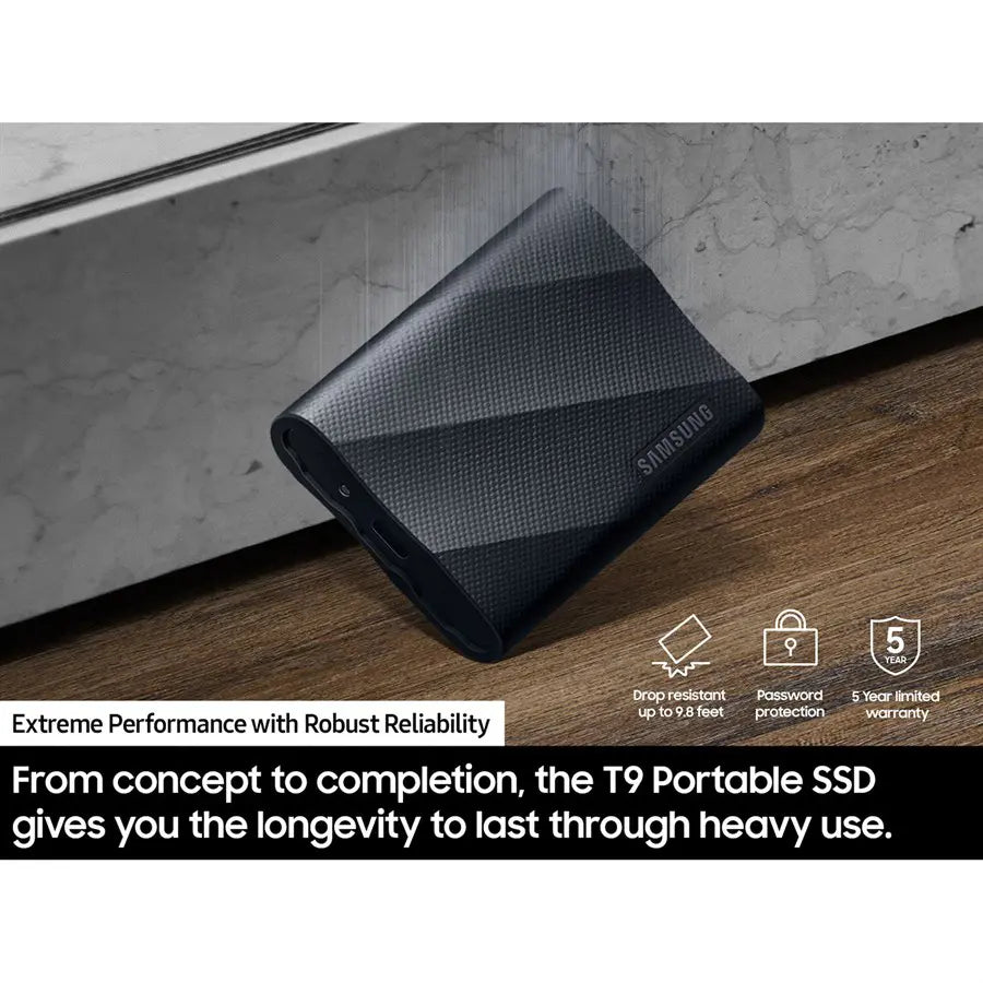 Samsung T9 Portable SSD 4TB USB 3.2 Gen 2x2 Up To 2,000MB/s External Solid State Drive MU-PG4T0B
