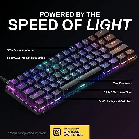 SteelSeries Apex 9 Mini Optical Gaming Keyboard - OptiPoint Linear Optical Switches - US English - 64837