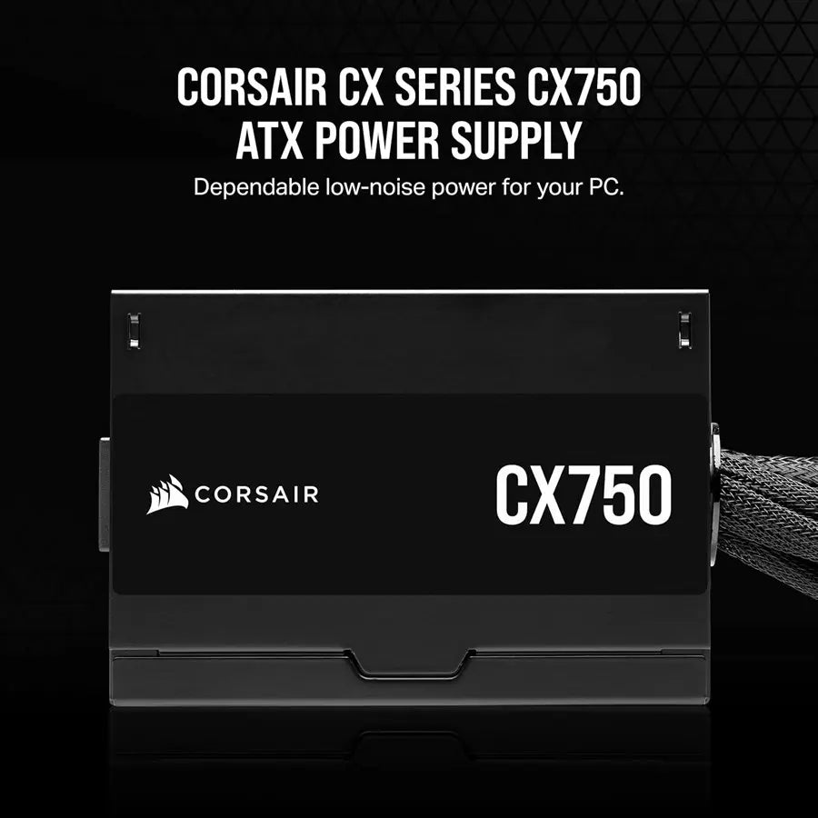 Corsair CX Series CX750 – 750 Watt 80 PLUS Bronze ATX Power Supply (UK) - CP-9020279-UK - Quiet & Reliable