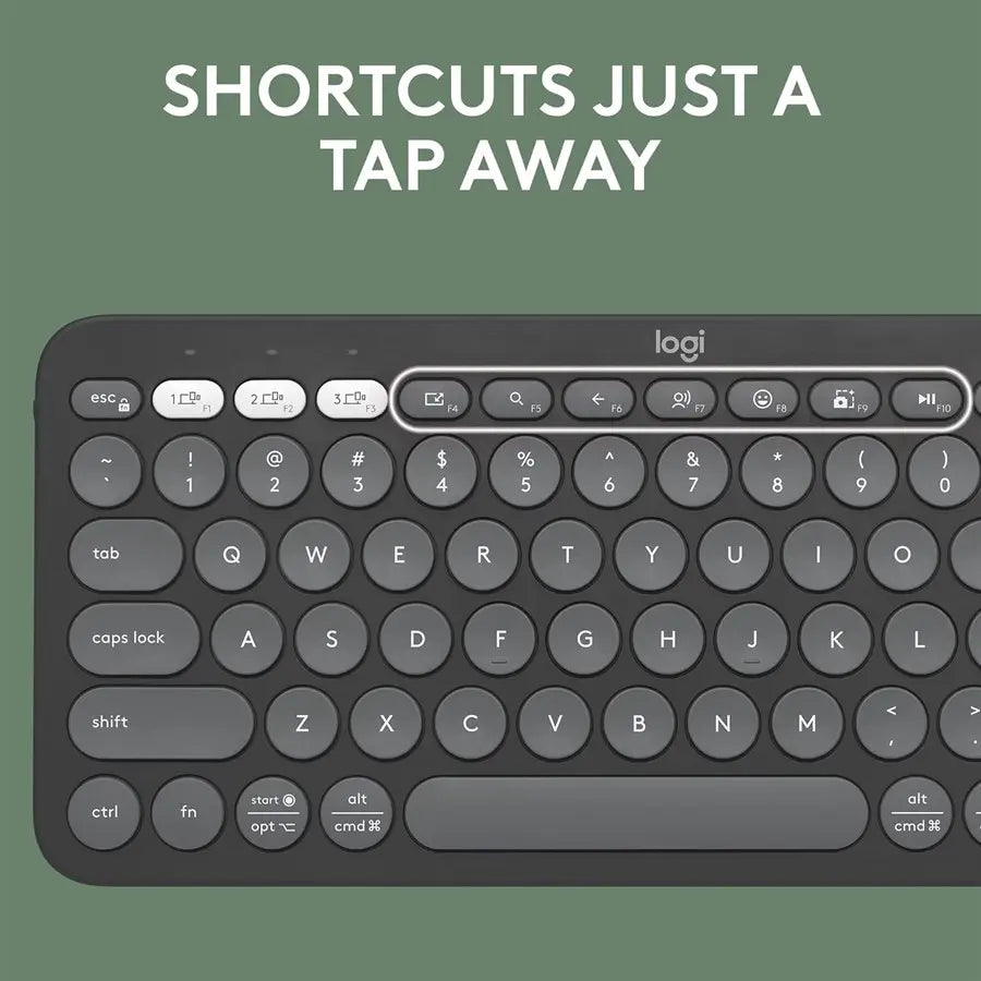 Logitech PEBBLE KEYS 2 K380S Multi-Device Bluetooth Wireless Keyboard, Slim and Portable - Tonal Graphite