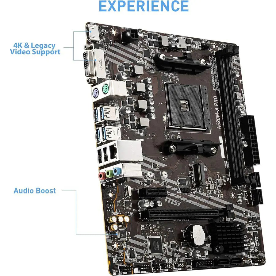 MSI A520M-A PRO Gaming Motherboard AMD | AM4 socket – Ryzen 3000/4000/5000 Support - DDR4
