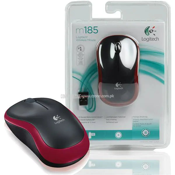 Logitech Wireless Mouse M185 - Red | Black - 910-002503