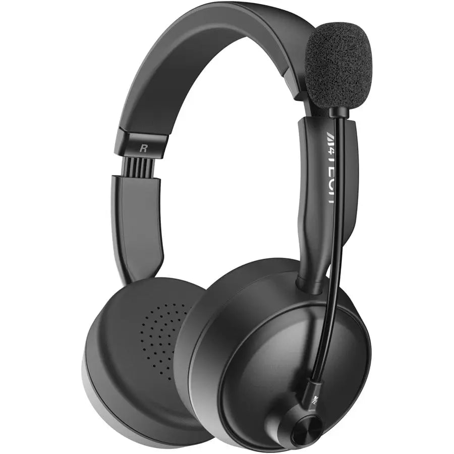 A4Tech BH230 Wireless Headset, Bluetooth 5.3, Noise-Cancelling Mic, 40mm Speaker Unit, 90 Degree Flat Foldable, Black