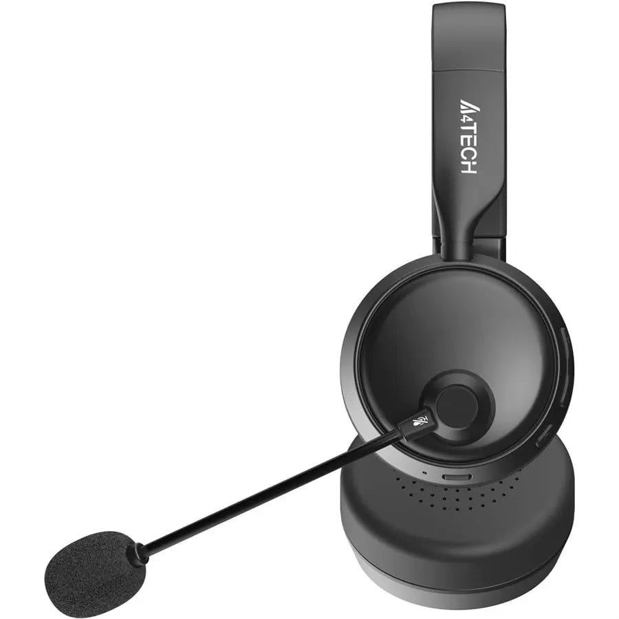 A4Tech BH230 Wireless Headset, Bluetooth 5.3, Noise-Cancelling Mic, 40mm Speaker Unit, 90 Degree Flat Foldable, Black