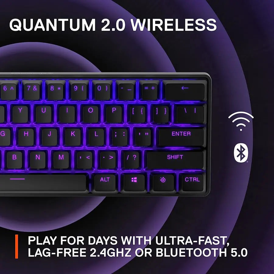 SteelSeries Apex Pro Mini Wireless 60% Mechanical Gaming Keyboard - OmniPoint 2.0 Adjustable Switches - 64842 - US English