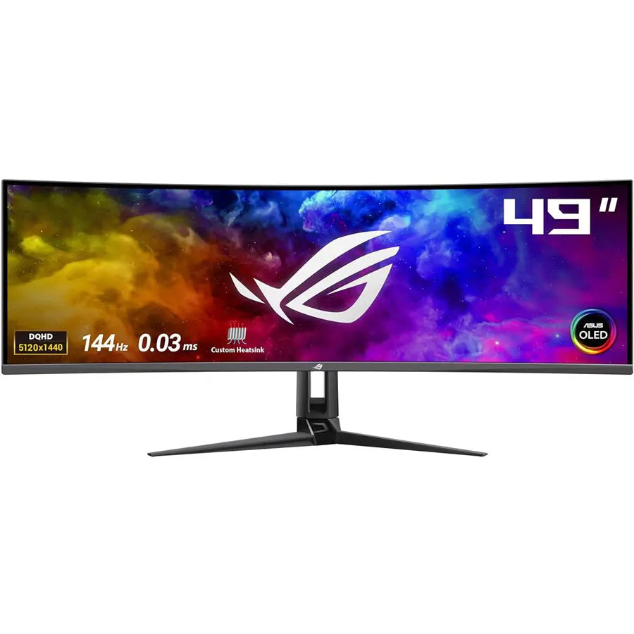Asus Rog Swift OLED PG49WCD Curved Gaming Monitor, 49" Super-Ultrawide 5120x1440, QD-OLED, 144Hz, 0.03ms GTG