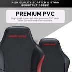 AndaSeat Luna Gaming Chair | Ergonomic Reclining, PVC Leather Computer Home Office Chair, Creative Rocking Function, Moulded Foam | Black and Red