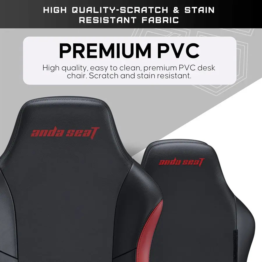 AndaSeat Luna Gaming Chair | Ergonomic Reclining, PVC Leather Computer Home Office Chair, Creative Rocking Function, Moulded Foam | Black and Red